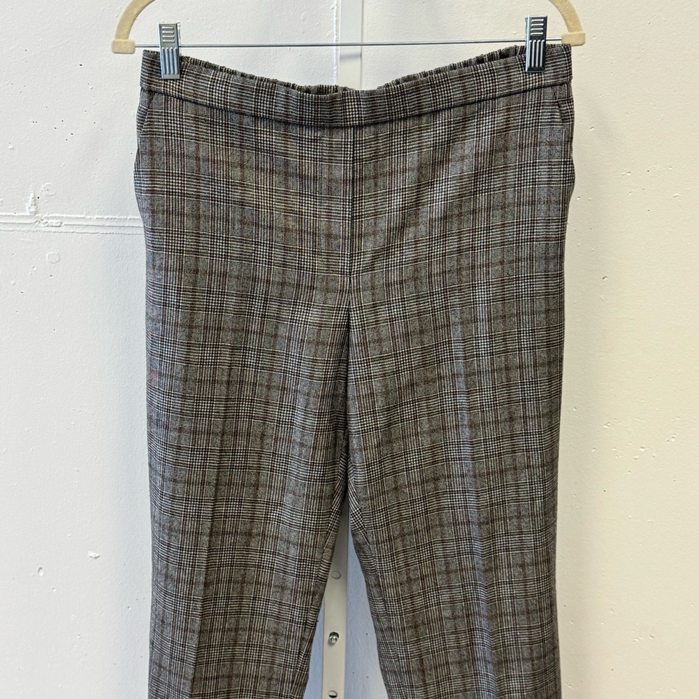 Theory Treeca Plaid Wool Straight Crop Pants‎ Career Casual Sz 8 - Picture 5 of 12